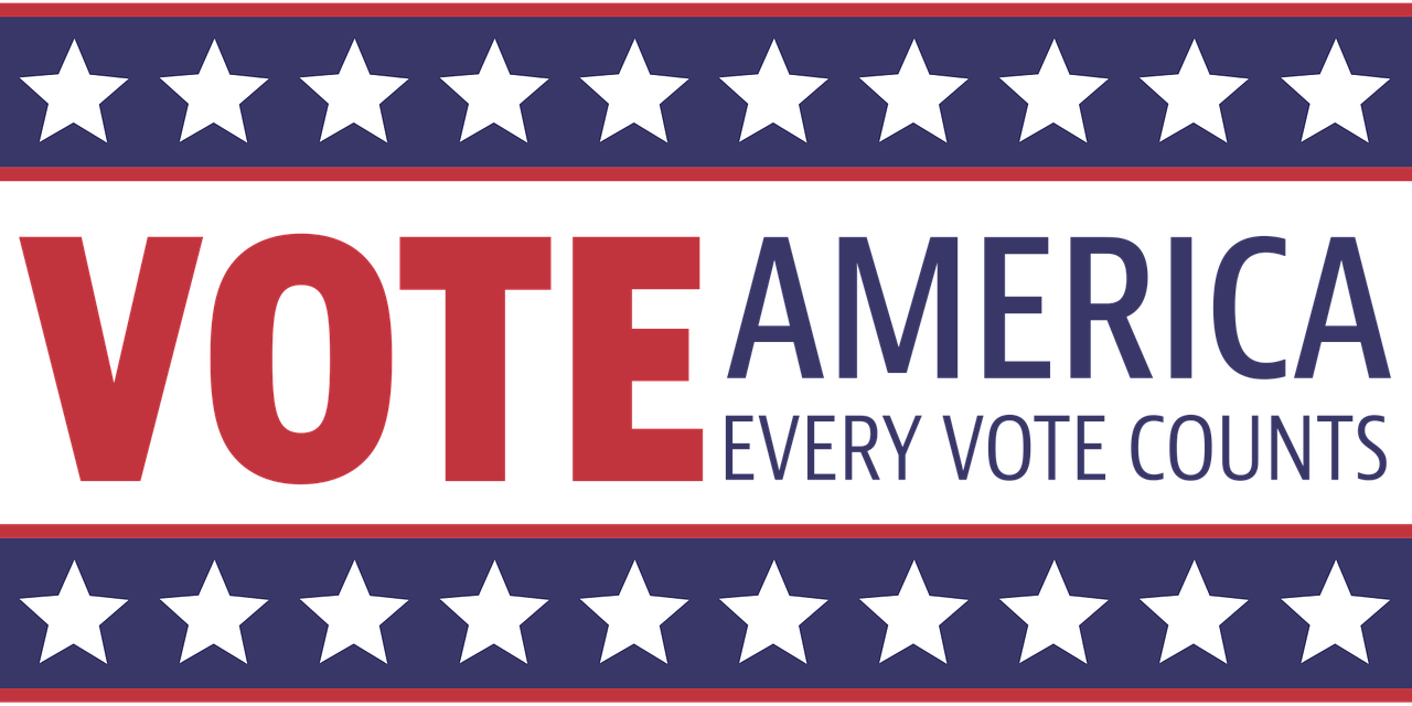 American bumper sticker that says 'Vote America: Every vote counts'.