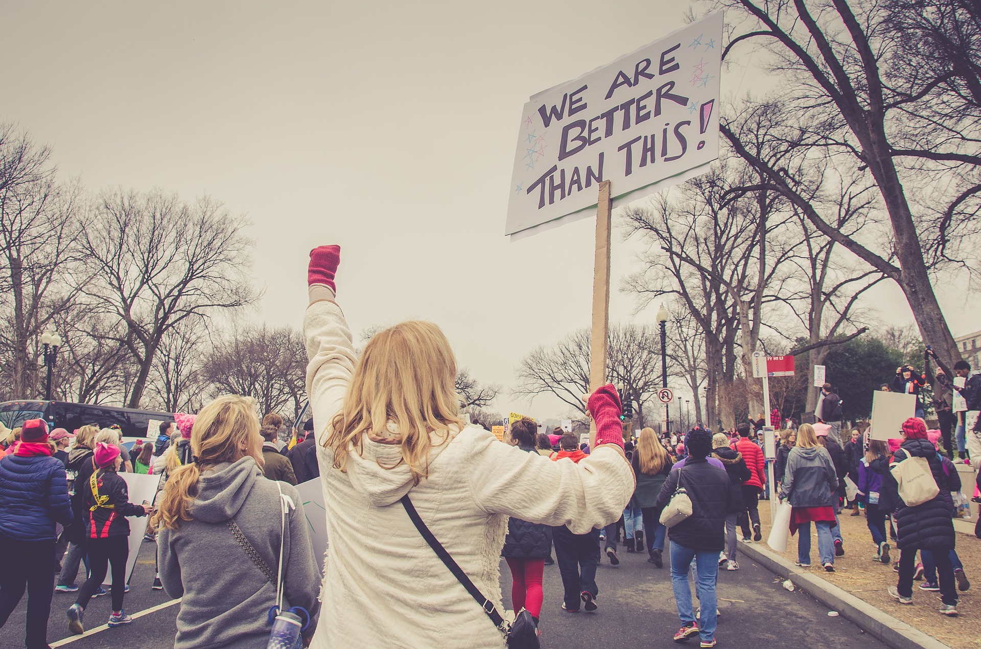 Protesters at the 2016 Women's Marchin Washington, D.C. Public Domain.